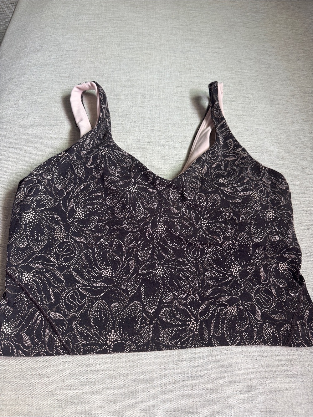 lululemon Align Floral Dot Crop Sports Bra with Pink Flowers